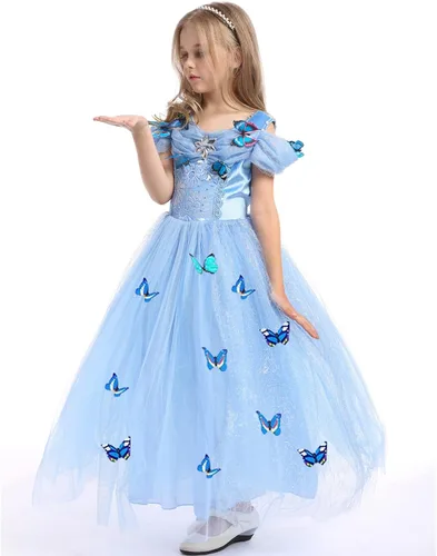 Vista 3 de Disfraz de princesa para niñas con diseño de mariposa para Halloween, Navidad