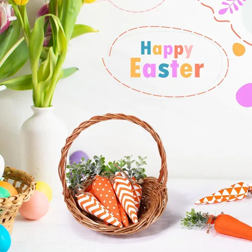 Vista 8 de Skylety Decoraciones de zanahoria de Pascua, paquete de 8 unidades, zanahorias artificiales de tela, no tejidas para rellenos de cestas de Pascua
