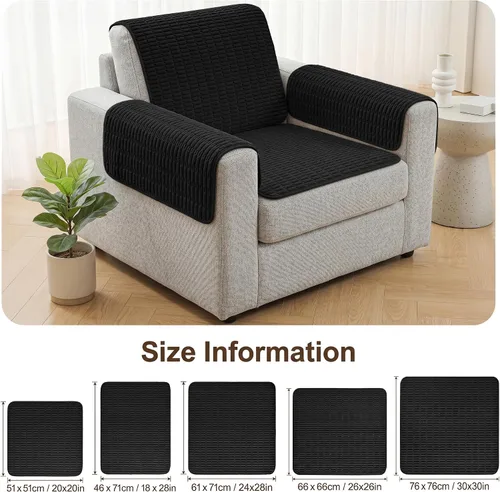 Vista 6 de Foxdecor Fundas para Brazos de Sofá Funda para Brazo de Sofá, Juego de Fundas para Brazos de Sillón de 2, Fundas Antideslizantes para Brazos