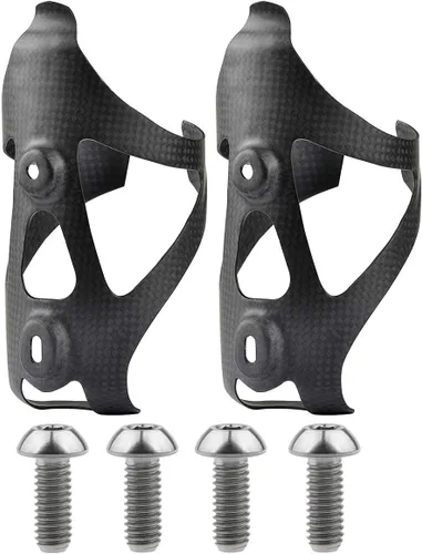 Vista 2 de Paquete de 2 jaulas de fibra de carbono para botellas de agua de bicicleta con pernos de titanio (mate)