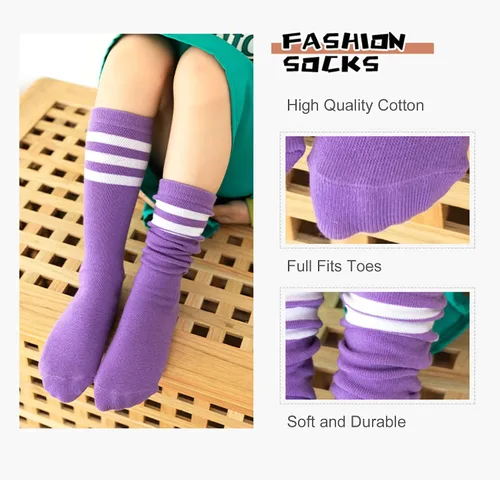 Vista 5 de UTTPLL 4 pares de calcetines de fútbol para niños y niñas, calcetines deportivos de béisbol, uniformes, rayas, hasta la rodilla, calcetines largos