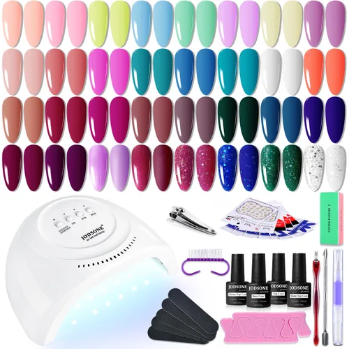 Vista 9 de JODSONE Juego de 23 esmaltes de uñas de gel con base, capa superior brillante y mate, multicolor, de larga duración, adecuado para todas