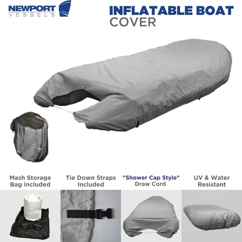 Vista 2 de Newport - Cubierta para bote auxiliar inflable resistente a los rayos UV, gris, 7-8 pies