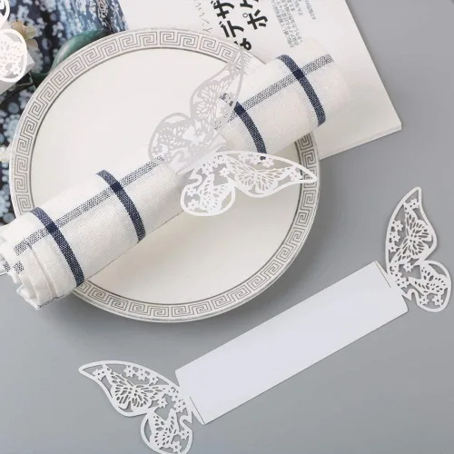 Vista 9 de 100 servilleteros, servilleteros de papel de mariposa 3D para lugares, recepciones de boda, cenas o fiestas de vacaciones, reuniones familiares