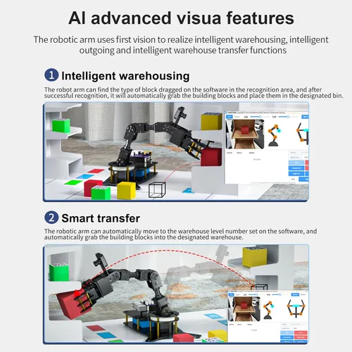 Vista 4 de Brazo robot 6DOF para Raspberry Pi 4B, kit de brazo robótico Python programable de escritorio AI Vision con cámara para adultos