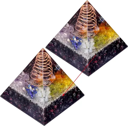 Vista 3 de TUMBEELLUWA Generador de pirámide de energía de piedra de orgón de 2 pulgadas, cristal curativo, protección para yoga, meditación, decoración