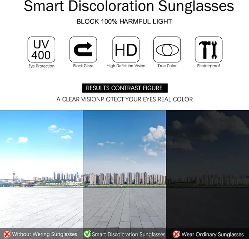 Vista 8 de YIMI Gafas de sol fotocrómicas polarizadas para hombres y mujeres deportes al aire libre conducción antirreflejos UV400 protección z87 gafas