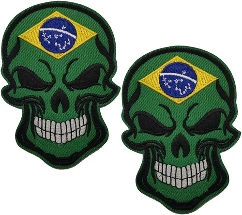 Vista 16 de AliPlus - 2 parches de calavera con bandera estadounidense de EE. UU., gancho y bucle