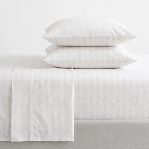 Vista 29 de Martha Stewart - Juego de sábanas tamaño individual con sábana bajera y funda de almohada, ropa de cama de percal de algodón con una sensación