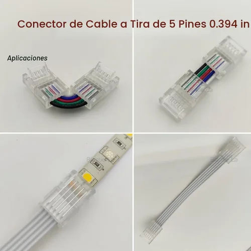 Vista 5 de 5 Pin 0.394 in RGBW LED tira a cable conector Solderless Clips