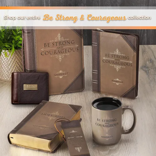 Vista 9 de Christian Art Gifts Cartera de cuero genuino para hombre Fuerte y valiente con incrustaciones de latón " Deuteronomio 316 versículo de la Biblia