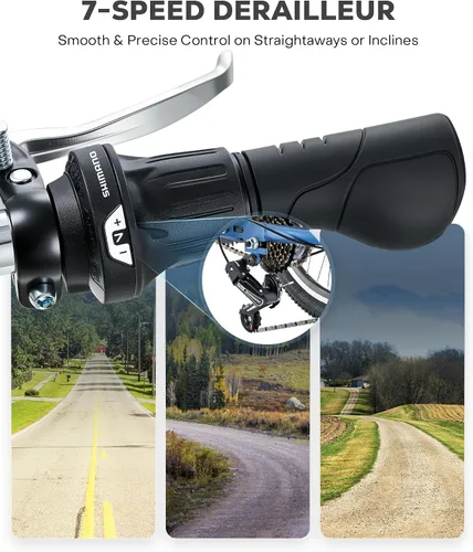 Vista 5 de VIRIBUS Triciclo plegable para adultos, triciclo plegable de 20 pulgadas para adultos de 1 o 7 velocidades con cesta, bicicletas plegables de 3