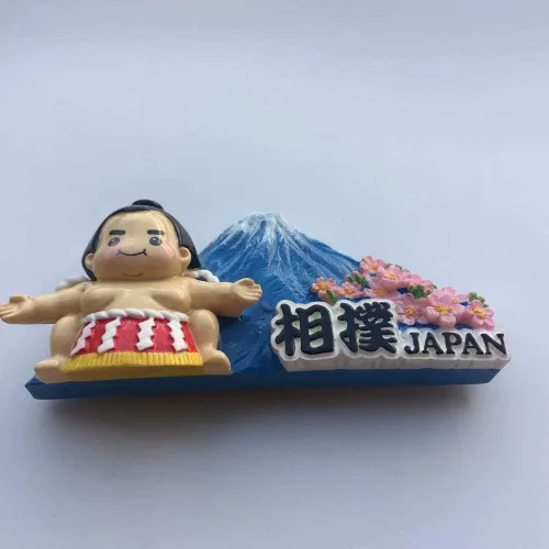 Vista 2 de Mount Fuji Sumo Japón imán 3D resina nevera imán recuerdo viaje ciudad colección