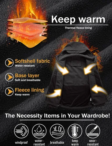 Vista 4 de MAGCOMSEN - Chaqueta táctica con capucha para hombre, impermeable, suave, abrigo de invierno