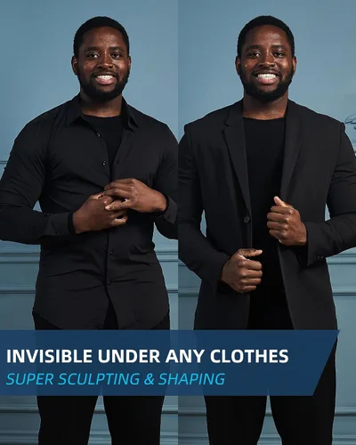 Vista 7 de KOCLES Camisas de compresión de ginecomastia para hombre, manga larga, adelgazante, moldeador de cuerpo, faja moldeadora de control de abdomen