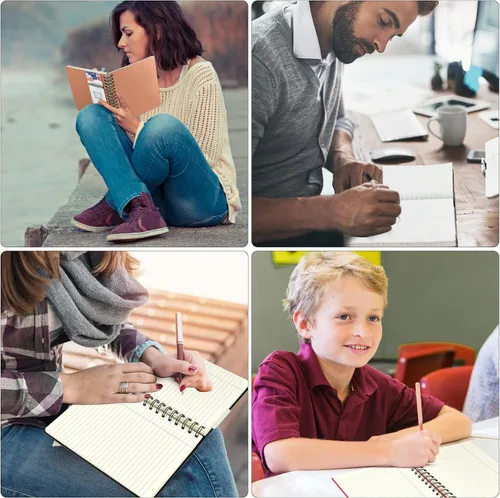 Vista 6 de Paquete de 6 cuadernos de tapa dura A5 en espiral, cuadernos con rayas universitarias, diario colorido, agenda a granel, planificador de viajes