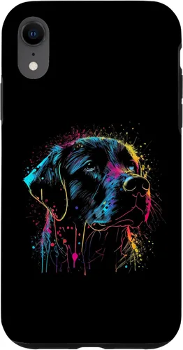 Vista 8 de iPhone 15 Negro Labrador Perro Pintura Acuarela Pintura Colorido Mamá Caso