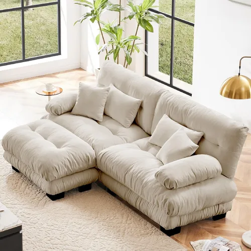 Vista 42 de KEIKI Sofá modular de 94 pulgadas con 4 almohadas, cómodo juego de sofá biplaza Cloud para sofá de asiento profundo suave y profundo, sofá biplaza