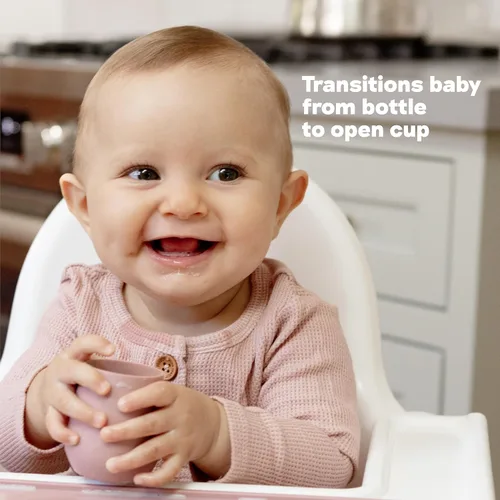 Vista 5 de ezpz Tiny Cup (Azul) – 4 meses en adelante – Taza de entrenamiento de 100% silicona para bebés – Diseñada por un especialista en alimentación