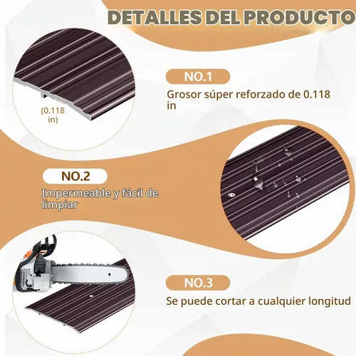 Vista 3 de Tandefio 2 unids 6" X 1/4" X 36" aluminio Saddle puerta umbral, marrón