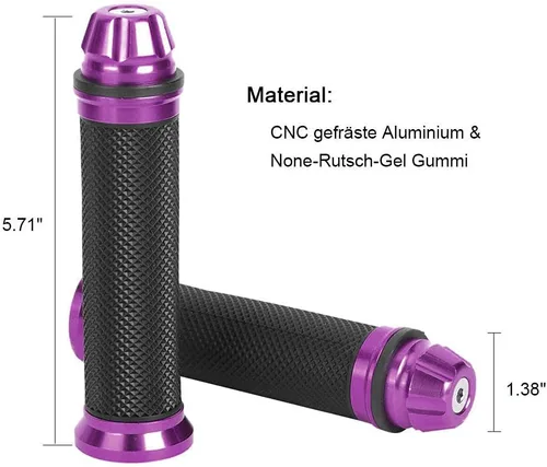Vista 3 de Manillar de motocicleta de aleación de aluminio CNC de goma de manillar universal compatible con mango de bicicleta de 7/8 pulgadas (morado)