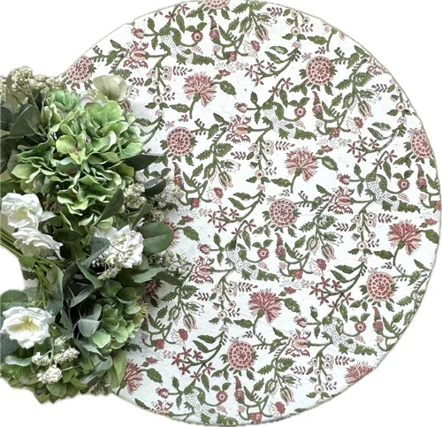 Vista 86 de ATOSII Mantel 100% algodón, Amara, floral, hecho a mano, rectangular, de lino, para cocina, comedor, fiestas, bodas, exteriores, picnics, Pascua