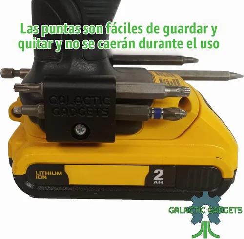 Vista 2 de Soporte magnético de broca larga para Dewalt 20V, sostiene de forma segura brocas largas y cortas - Galactic Gadgets (negro)