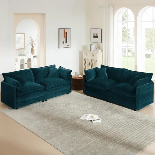 Vista 107 de 76.7" Cloud Couch for Living Room, Deep Seat Loveseat Sofa, Beige Breathable Chenille, 2-Seats Couch for Apartment Small Spaces, Pocket Spring