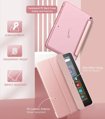 Vista 3 de MoKo Funda para tablet Amazon Kindle Fire HD 8 y 8 Plus (12ª generación/10ª generación, versión 2024/2022/2020) de 8 pulgadas, cubierta de soporte