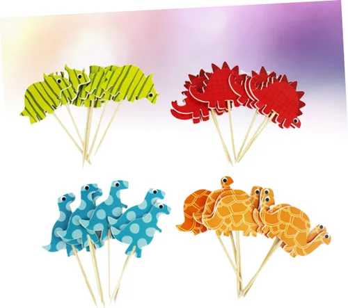 Vista 9 de Paper Dinosaur Cake Toppers Birthday Party Decorations 96pcs