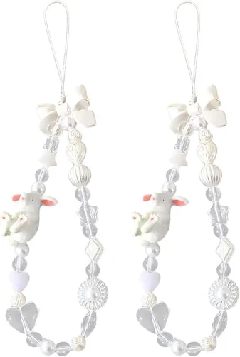 Vista 32 de Beaded Phone Charm Cute Fixed Beads Pearl Wristlet Chain Camera Wrist Strap CarKey Lanyard