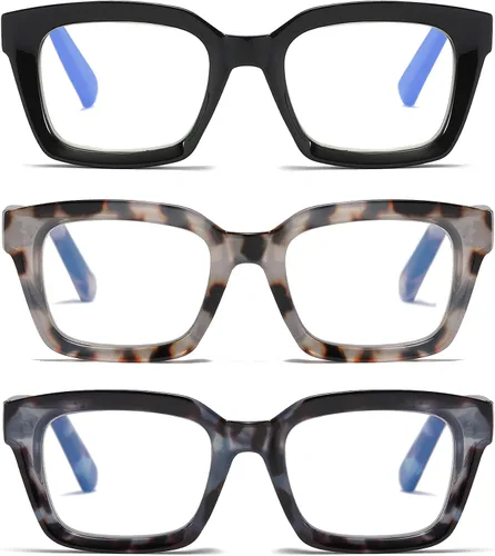 Vista 14 de 3 Pack Oversize Square Design Reading Glasses for Women, Blue Light Blocking Computer Reader