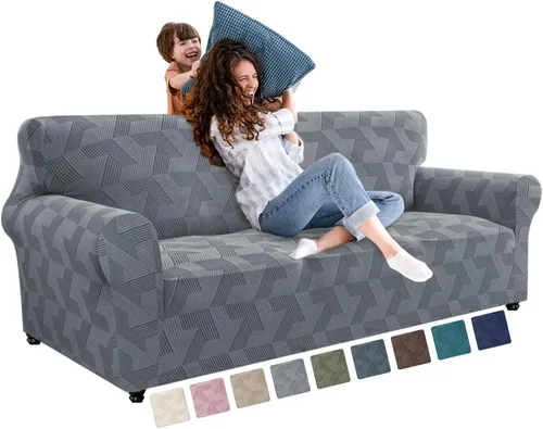 Vista 54 de JIVINER - Juego de 2 fundas elásticas para sillas de comedor, fundas geométricas de jacquard para sillas de comedor, fundas lavables para sillas