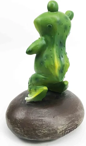 Vista 4 de Ebros Gift Fantástico salto de fe de rana comienza con oración en ambas rodillas, estatua inspiradora de rana rezando caprichosa escultura decorativa