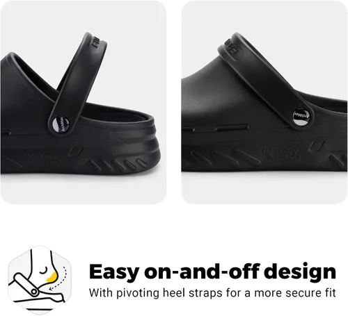 Vista 5 de FitVille Zuecos de Chef Ancho para Hombres Antideslizantes Zapatos de Trabajo de Cocina Antideslizantes para Servicio de Alimentos Impermeables