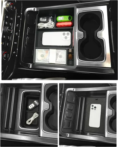 Vista 6 de Bandeja organizadora de consola central de 3 piezas y bandeja de consola compatible con Chevy Silverado 2014-2018/GMC Sierra 1500 y Silverado
