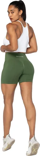 Vista 3 de Sunzel Pantalones cortos sin costuras para mujer, pantalones cortos de entrenamiento de 5 pulgadas, cintura alta, elásticos, para gimnasio, yoga