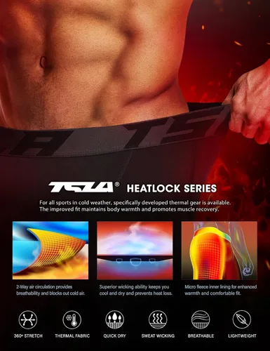 Vista 6 de TSLA - Pantalones de compresión térmica para hombres, calzas deportivas para correr, ropa base de invierno