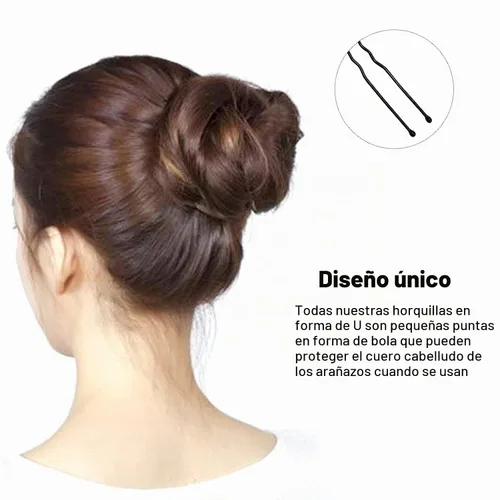 Vista 6 de sevensun - 100 horquillas para el cabello en forma de U, con caja de almacenamiento, (2.4 pulgadas), color negro
