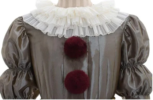 Vista 5 de Disfraz unisex de Halloween para adultos, disfraz de carnaval, mujer, uniforme de payaso de 8 piezas