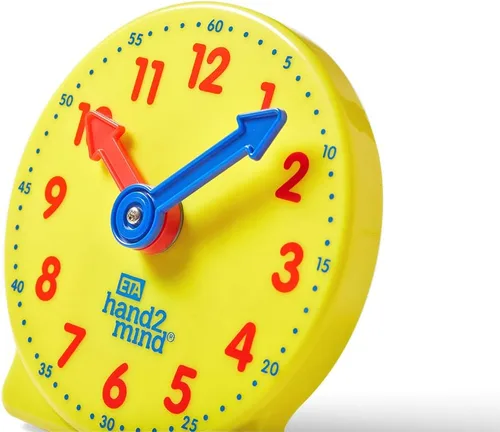 Vista 2 de Hand2mind Mini reloj con engranajes para enseñar y aprender a decir la hora - Reloj analógico de aprendizaje para niños y aulas (juego de 12)