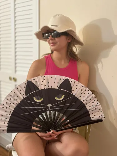 Vista 6 de SAKA CRAFTS Ventilador plegable grande para festivales UV, artículos esenciales de equipo o accesorios para rave para mujeres, trajes de hombre