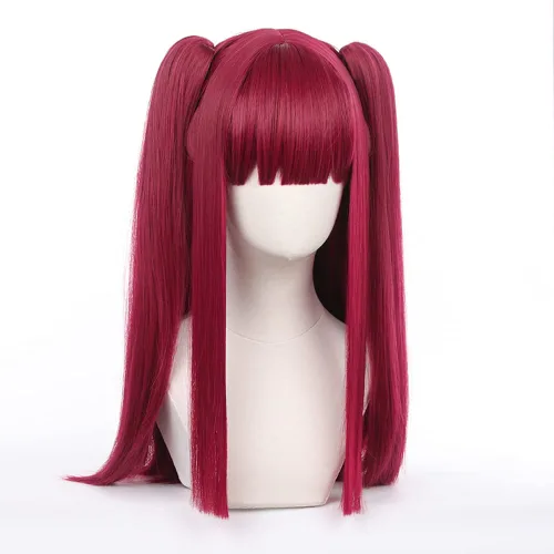 Vista 3 de XiongXiongLe Rizu Kyu - Peluca de cosplay de anime My Dress-Up Darling Rizu Kyu, larga, color rojo vino con disfraz de tigre, pelucas de pelo