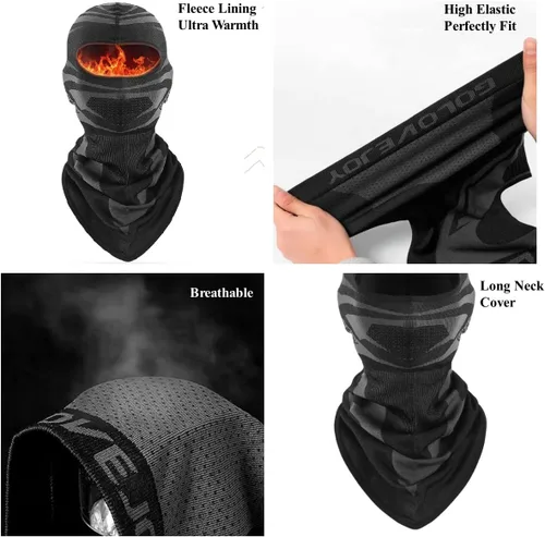 Vista 6 de Máscara de esquí pasamontañas de invierno para hombres y mujeres, para clima frío, protección contra el viento, equipo para esquí, snowboard, paseo