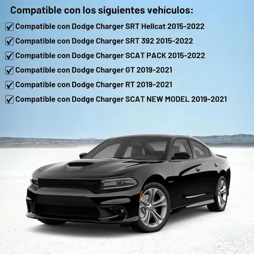 Vista 5 de Protector Divisor de Labio de Parachoques Delantero Compatible con Dodge Charger Hellcat/SRT 392 / Scat Pack/RT Scat Pack/GT/RT 2015-2021, Negro
