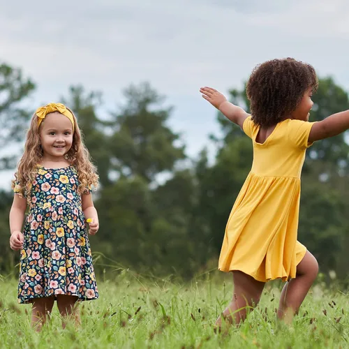 Vista 8 de Gerber Vestido de manga corta con viscosa hecho con eucalipto para bebé y niña pequeña