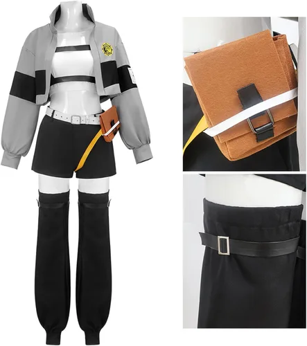 Vista 5 de Gachiakuta Riyo - Disfraz de cosplay para mujer, chaqueta gris, pantalones gris b