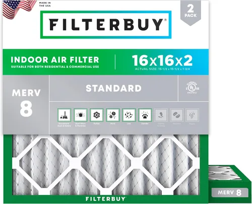 Vista 119 de Filterbuy Filtro de aire MERV 8 de 8 x 14 x 1 pulgadas para defensa contra el polvo y las alergias (paquete de 2), filtros electrostáticos plisados