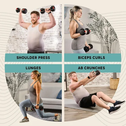 Vista 6 de Lifepro Adjustable Dumbbells & Weights for Home Gym, Quick-Adjust Choose from 2-55 lb adjustable weights in single, pair, or 3-in-1 options for