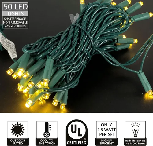 Vista 2 de Juego de 50 luces LED de Navidad de 0.197 in de gran angular, para exteriores, para jardín, patio, árboles, decoración de iluminación, cable verde